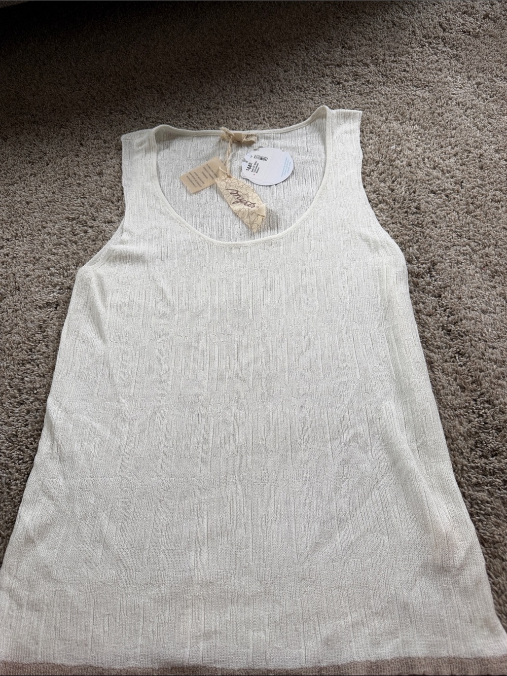 Women’s Cream Sleeveless Knit Tank Top